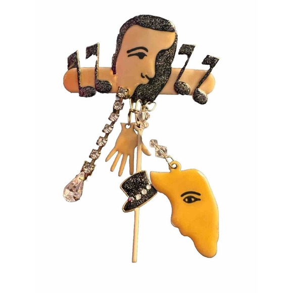 Broadway Theater Themed Brooch Dangle Charms Pin - Picture 7 of 7